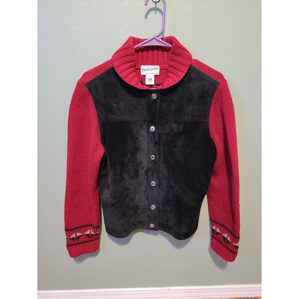 Vintage Pendleton Southwest Aztec Lambswool Leather Jacket Small